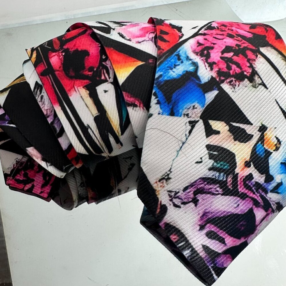 Floral Baroque Abstract Designer Menswear Tie Necktie Pink Black Lavender Rococo - Picture 9 of 9
